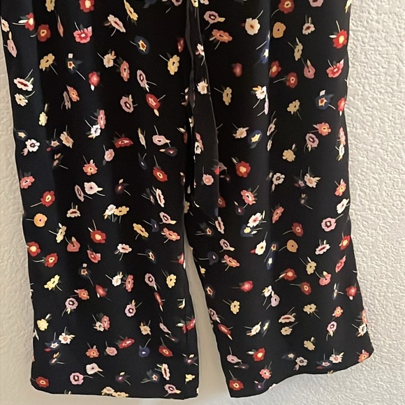 Zara Floral Flowing Cropped Trousers Culottes Pants Size Medium - Picture 5 of 7